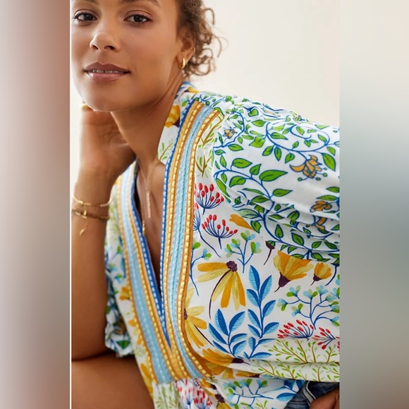 Anthropologie Bl^nk Stephanie Floral Top Size S - Picture 3 of 13